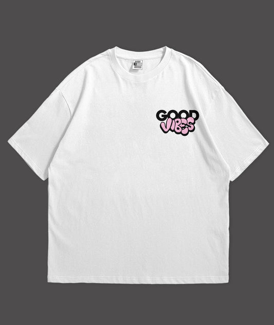 WHITE GOOD VIBES OVERSIZED T-SHIRT